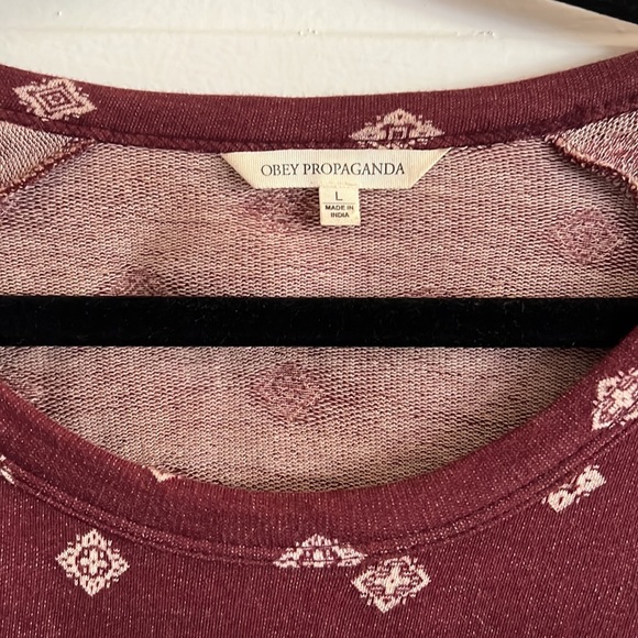 Obey Propaganda dark red/burgundy long sleeve mini dress with zips. Size Large. - Picture 6 of 9